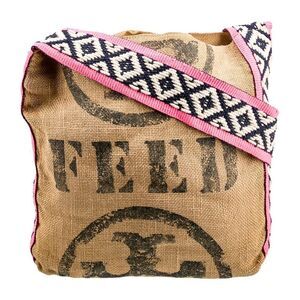 Collaboration TORY BURCH Burlap HOLT RENFREW FEED BAG Shoulder Cross Body Pink